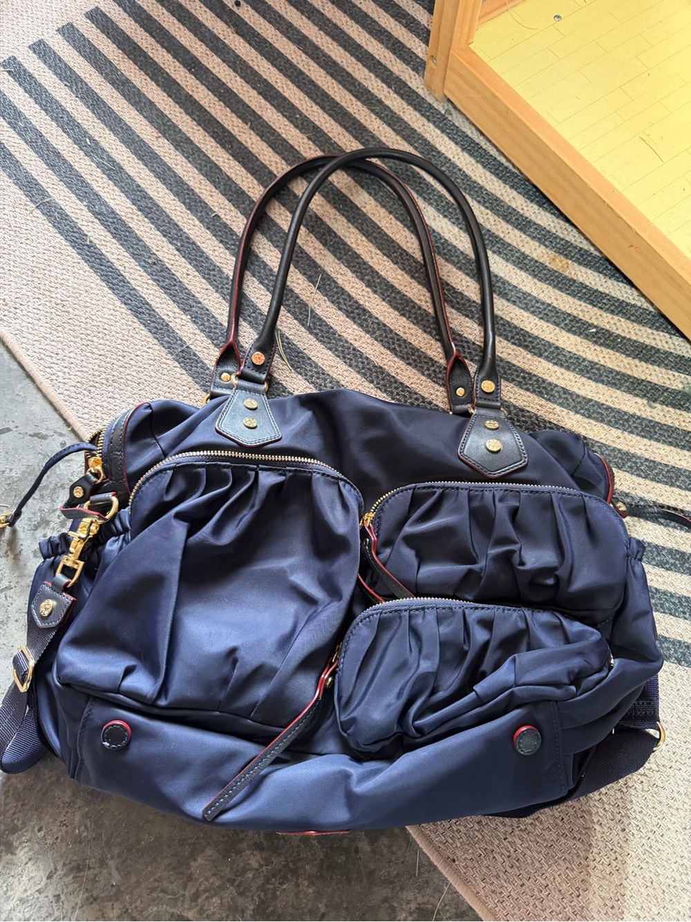 Women’s Navy Blue Multi-Pocket Tote Bag